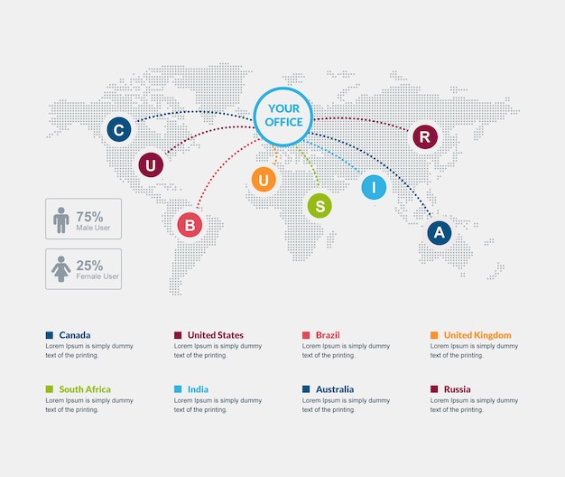 Carte du monde infographique