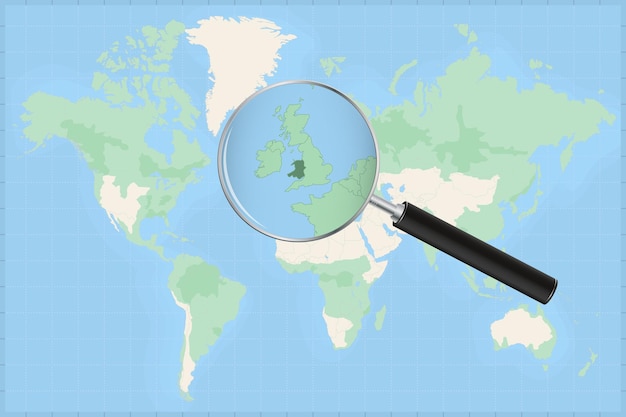 Carte Du Monde Avec Une Loupe Sur Une Carte Du Pays De Galles