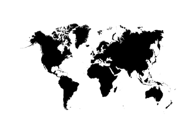 Carte du monde noir continents de la planète