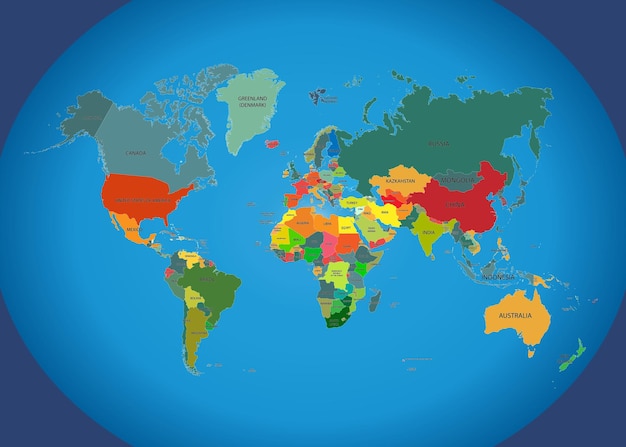 Carte du monde avec noms de pays