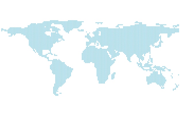 Carte du monde en pointillé.