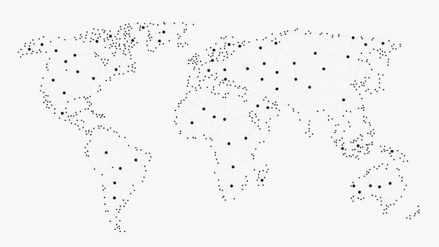 Carte Du Monde En Réseau, Carte Du Monde Polygonale