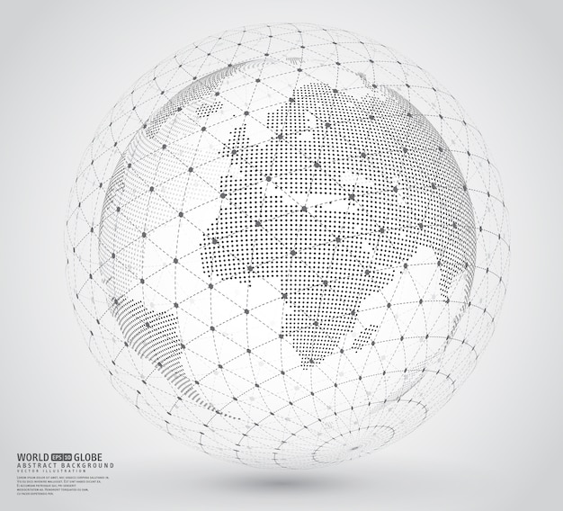 Carte Du Monde En Trois Dimensions En Pointillés Avec Fil De Fer