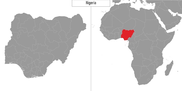 carte du Nigeria et emplacement sur la carte de l'Afrique illustration vectorielle