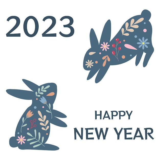 Vecteur carte du nouvel an de lapin à motif japonais. modèle de carte du nouvel an pour l'année 2023.vector.
