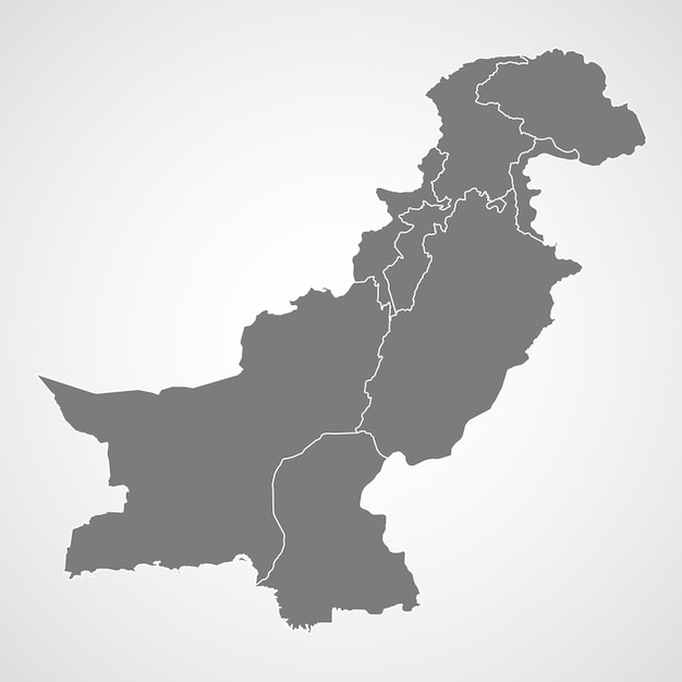 Carte Du Pakistan Avec Une Couleur De Ton Gris Sur Fond Isolé