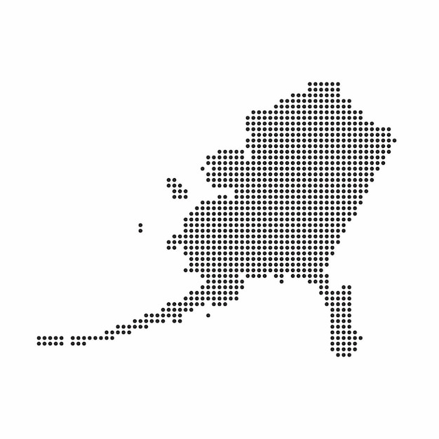 Carte du pays de l'Alaska faite à partir d'un motif abstrait de points de demi-teintes