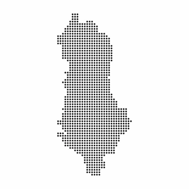 Carte du pays de l'Albanie faite à partir d'un motif abstrait de points de demi-teintes