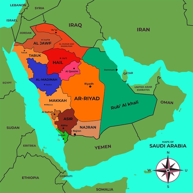 Vecteur carte du pays de l'arabie saoudite concept