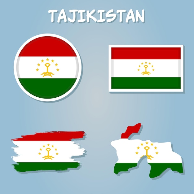 Carte du pays du TADJIKISTAN aux couleurs du drapeau d'état du TADJIKISTAN