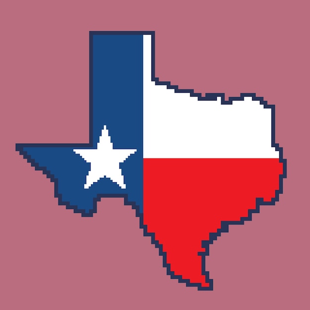 Carte Du Pays Du Texas Avec Illustration Vectorielle De Style Pixel Art Du Drapeau