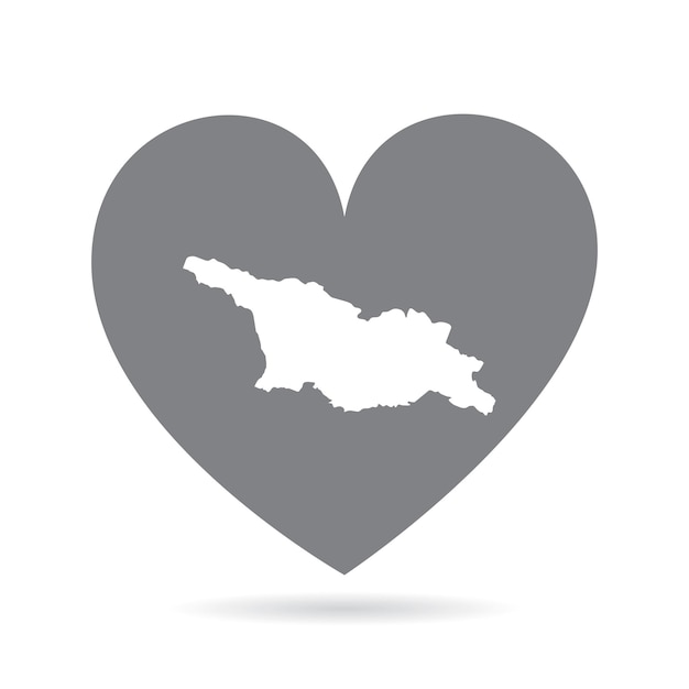Carte Du Pays De Géorgie à L'intérieur D'une Fierté Nationale De Coeur D'amour Gris