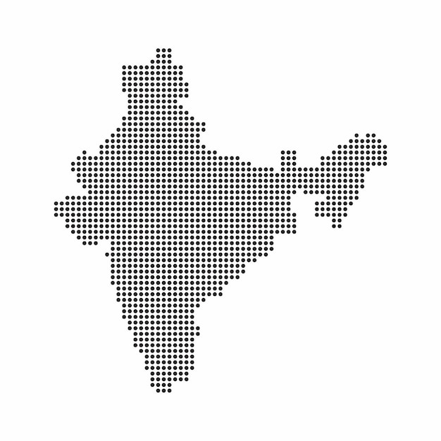 Carte Du Pays De L'inde Faite à Partir D'un Motif Abstrait De Points De Demi-teintes