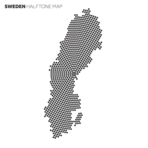 Carte Du Pays De La Suède Réalisée à Partir D'un Motif De Demi-teintes Radiales