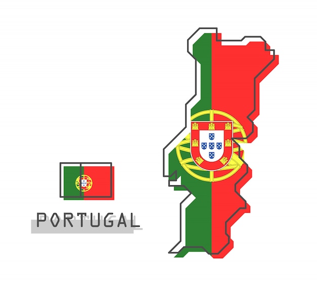 Vecteur carte du portugal et drapeau