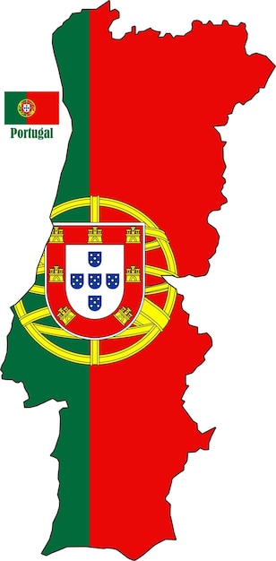 Vecteur carte du portugal et drapeau