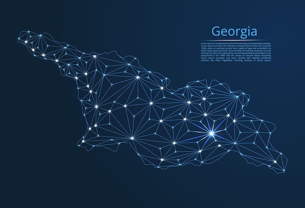 Carte Du Réseau De Communication De Géorgie Image Vectorielle Low Poly D'une Carte Mondiale Avec Des Lumières