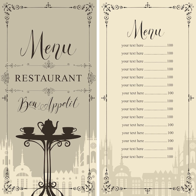 Vecteur carte du restaurant