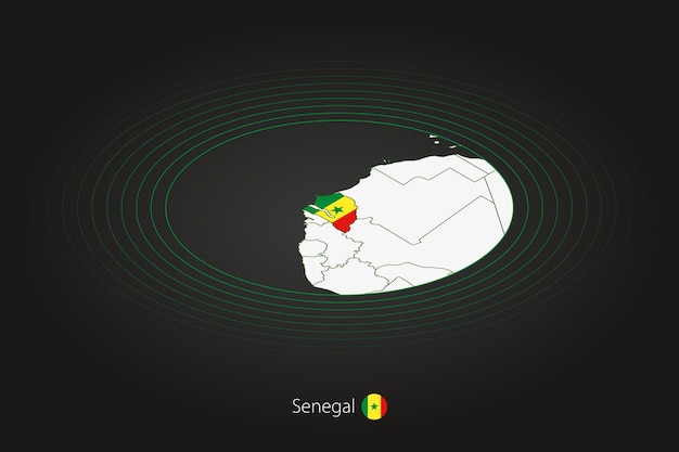 Carte Du Sénégal En Carte Ovale De Couleur Foncée Avec Les Pays Voisins