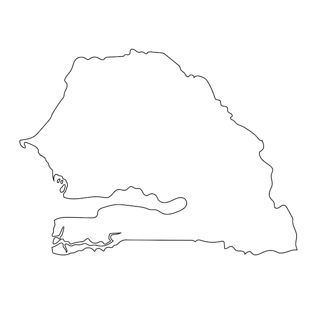 Carte du Sénégal très détaillée avec des bordures isolées sur fond