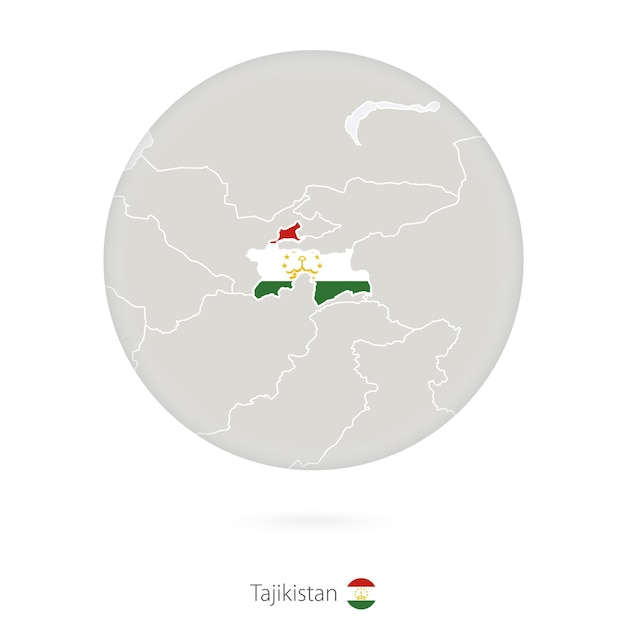 Carte Du Tadjikistan Et Drapeau National Dans Un Cercle Contour De Carte Du Tadjikistan Avec Drapeau Illustration Vectorielle