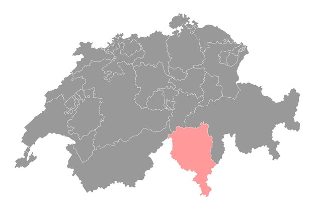 Carte du Tessin Cantons de Suisse Illustration vectorielle