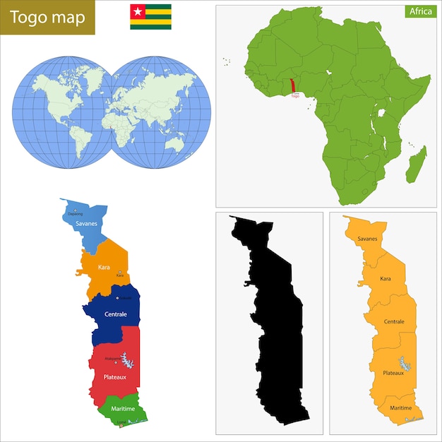 Vecteur carte du togo