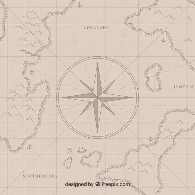 Vecteur carte du trésor des pirates avec compas