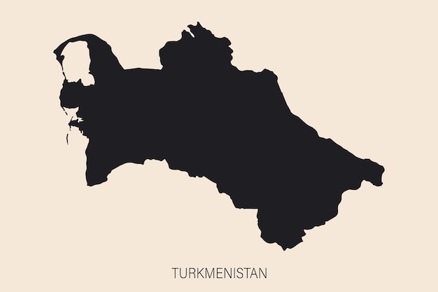 Carte Du Turkménistan Très Détaillée Avec Bordures Isolées Sur Fond Style Plat