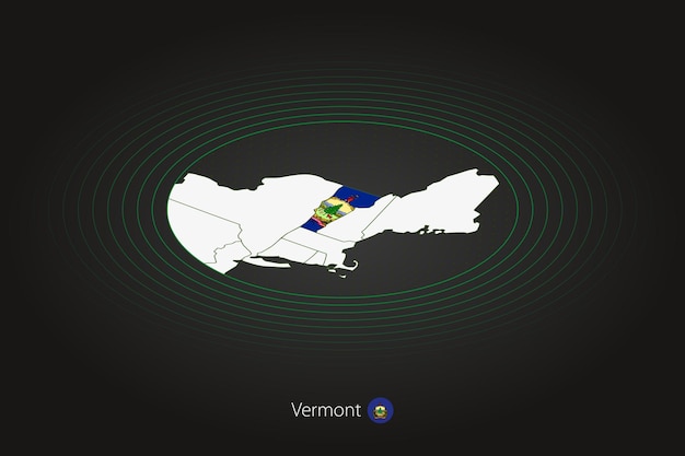 Carte Du Vermont Sur Une Carte Ovale De Couleur Foncée Avec Les états Américains Voisins