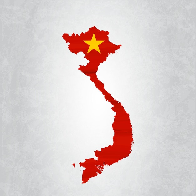 Vecteur carte du vietnam avec drapeau