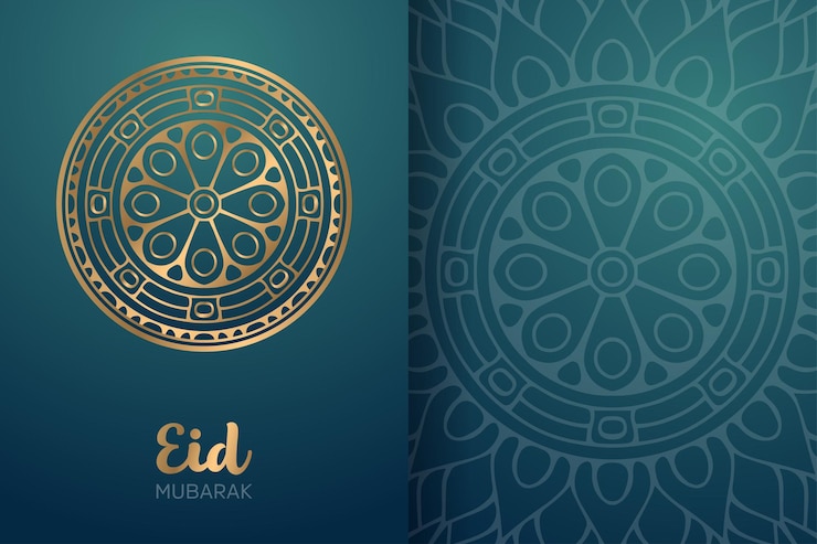 Vecteur carte eid mubarak avec ornement mandala.