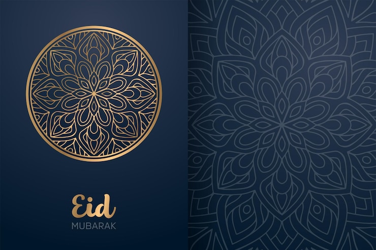 Vecteur carte eid mubarak avec ornement mandala.