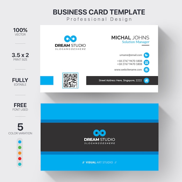 Carte d&#39;entreprise élégante bleue