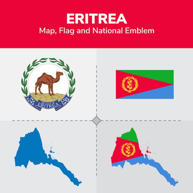 Carte De L'érythrée, Drapeau Et Emblème National