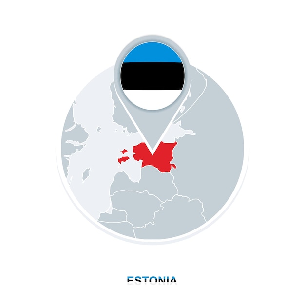 Carte De L'estonie Et Icône De Carte Vectorielle De Drapeau Avec L'estonie En Surbrillance