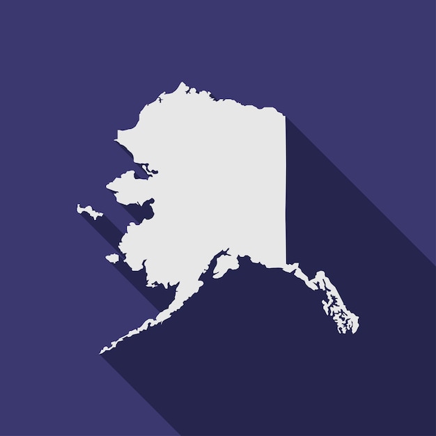 Carte d'état de l'Alaska avec ombre portée