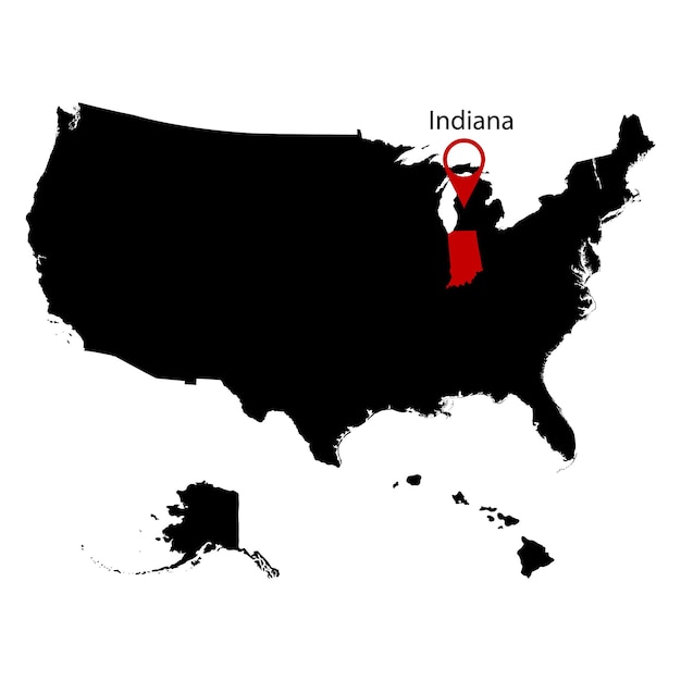 Vecteur carte de l'état américain de l'indiana sur fond blanc