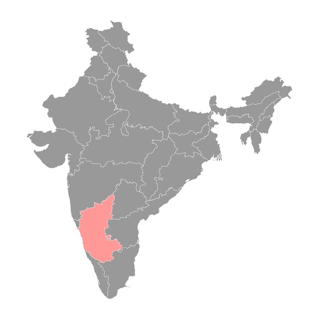 Vecteur carte de l'état du karnataka division administrative de l'inde illustration vectorielle