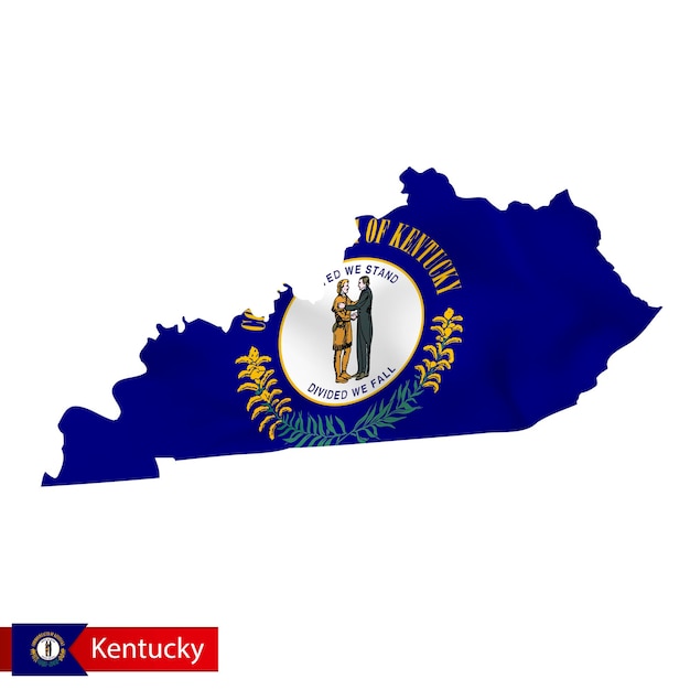 Carte d'état du Kentucky avec drapeau ondulant de l'État américain