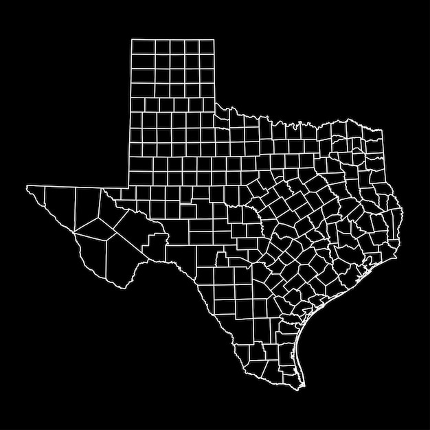 Vecteur carte d'état du texas avec les comtés illustration vectorielle