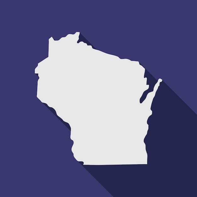 Carte d'état du Wisconsin avec ombre portée