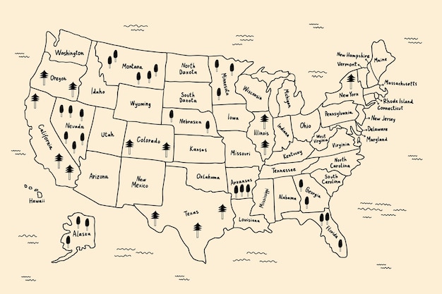 Carte de l'État des États-Unis d'Amérique