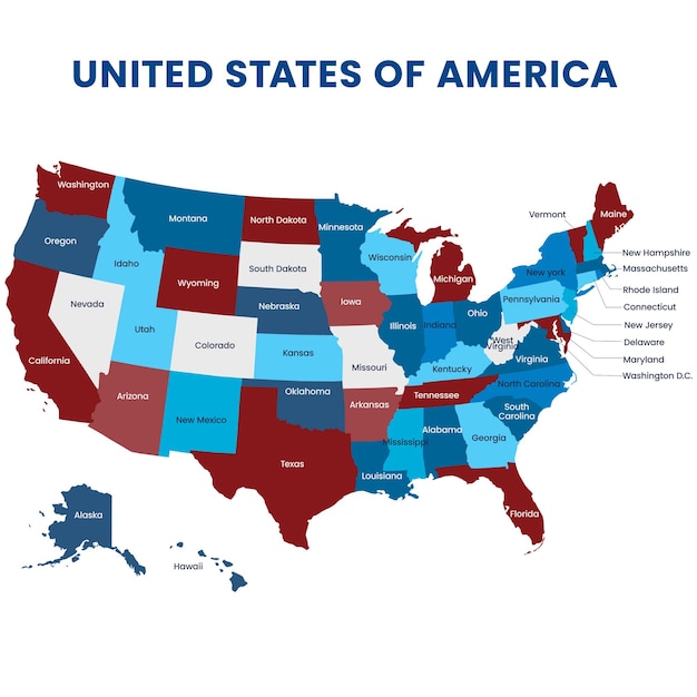 Carte Des états-unis D'amérique Isolée Sur Fond Blanc