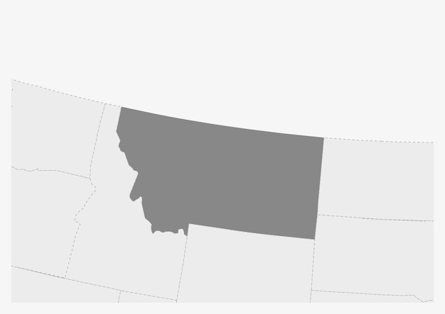 Carte Des états-unis Avec La Carte De L'état Du Montana En Surbrillance