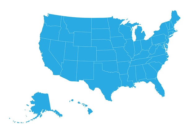 Carte des États-Unis délimitant en détail les divisions administratives
