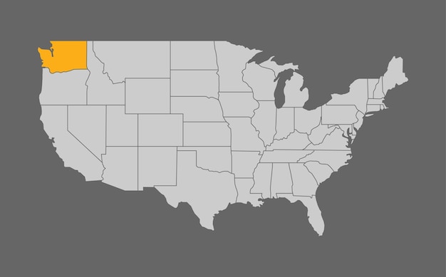 Carte Des états-unis Avec Washington En Surbrillance