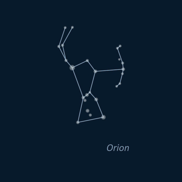 Carte Des étoiles D'astronomie Scientifique Sur Fond Bleu Profond Constellation D'orion Illustration Vectorielle