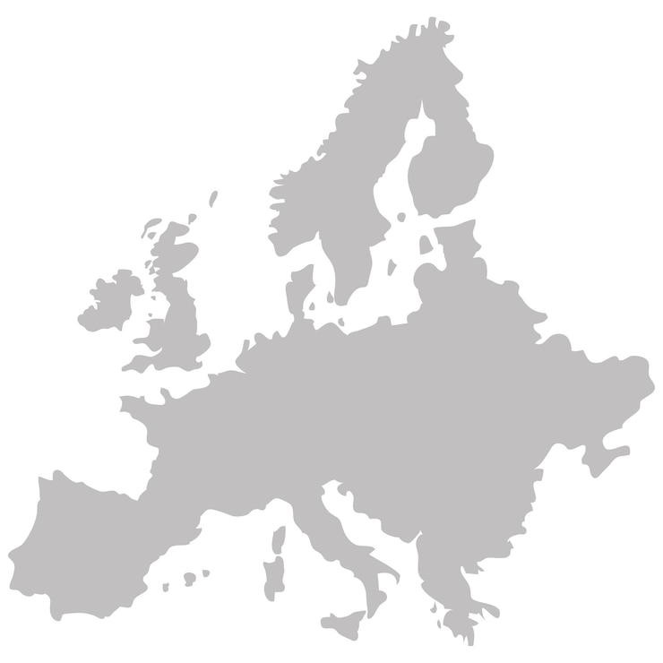 Vecteur carte de l'europe en gris sur fond blanc
