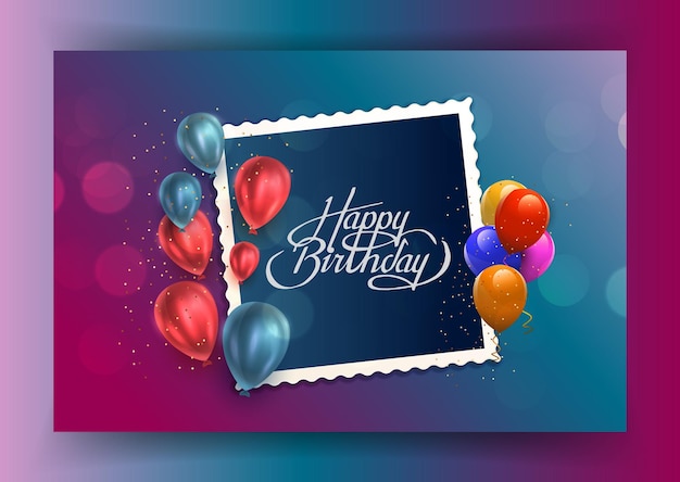 Carte de félicitations d'anniversaire avec des ballons